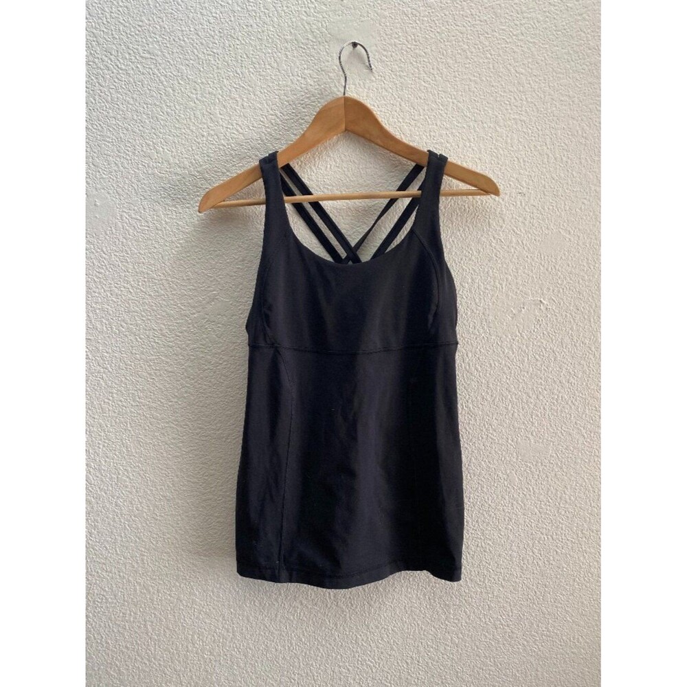 Lululemon Energy Tank Top Black Double Criss Cross Back Athletic Size 6-8 Medium